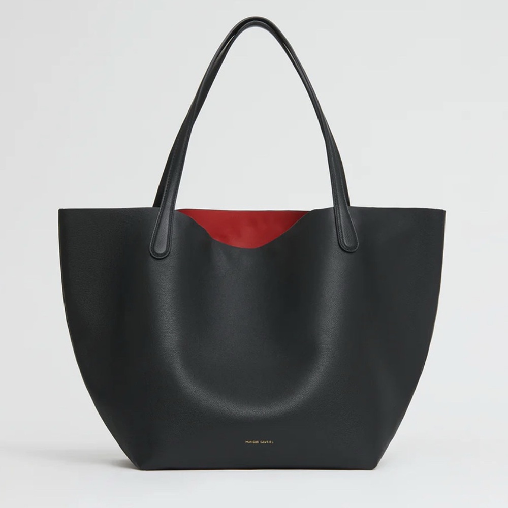 Mansur Gavriel Black Tote Bag with Red Interior